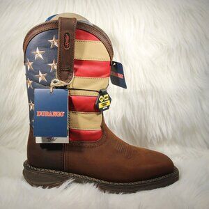 Durango Men's Patriotic Pull-On Western Flag Boots Brown Size 7.5 - New W/O Box